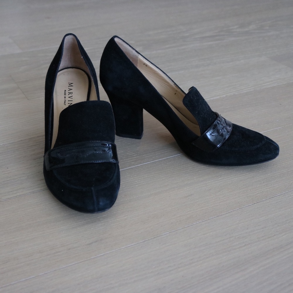 Marvin K block heel pumps